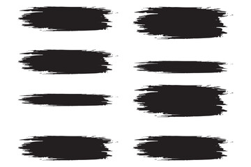 Wall Mural - Set of grungy black brush strokes isolated on transparent or white background, vector illustration