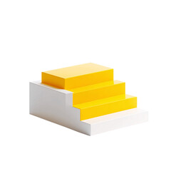 Aufkleber - A 3D illustration featuring yellow steps on a white block on white and transparent background.