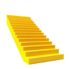Aufkleber - A 3D illustration featuring yellow steps on a white block, representing progression and elevation. Perfect for visual metaphors and architectural themes. Isolated on white and transparent background.