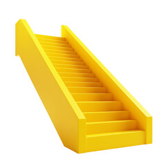 Aufkleber - A 3D illustration featuring yellow steps on a white block, representing progression and elevation. Perfect for visual metaphors and architectural themes. Isolated on white and transparent background.
