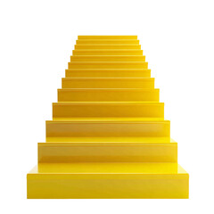 Aufkleber - A 3D illustration featuring yellow steps on a white block, representing progression and elevation. Perfect for visual metaphors and architectural themes. Isolated on white and transparent background.