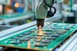 © Thanapong - Industrial automation in electronics manufacturing robotic arm assembling circuit boards in a high-tech factory environment close-up perspective of advanced technology
