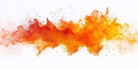 Sticker - Bright Orange Explosion of Powder on a White Background Creating a Chaotic and Vibrant Artistic Display of Color and Movement in the Air