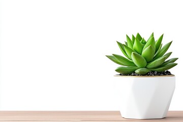 Wall Mural - Minimalist White Vase with Geometric Design and Succulent Plant