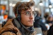 © Hairilnizam - Focused young man wearing a headset in a busy environment, engaging with customers while providing support, demonstrating professionalism and commitment to service