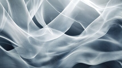 Wall Mural - Abstract flowing white fabric on dark background.