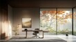 © AI Crafted - Creating a streamlined workspace a desk with flowing design modern office nature view peaceful environment productivity concept