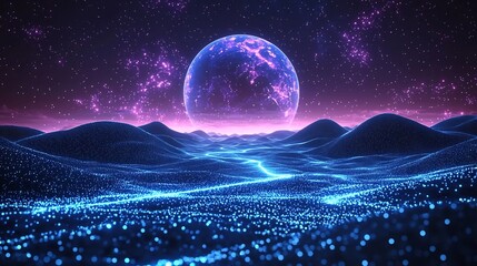 Wall Mural - cosmic landscape of interconnected planetary spheres representing knowledge domains
