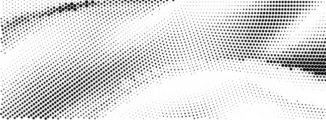 Wavy gradient halftone dots pattern texture background. Vector illustration
