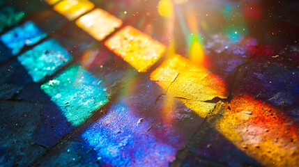 Wall Mural - abstract representation of colorful light patterns and reflections, showcasing vibrant colors and fl