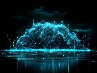 Poster - A futuristic digital landscape representing data connectivity and cloud technology.