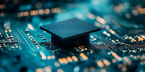 Aufkleber - Close-up of a microchip on a circuit board, showcasing technology and electronics.