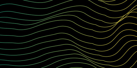 Leinwandbilder - Abstract wavy line background with geometric composition. Technology Wallpaper. Modern Banner. Element for design isolated on black. Black and colorful gradient. Brochure, booklet. Love, night, dark