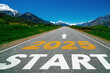 © Summit Art Creations - 2025 New Year road trip travel and future vision concept . Nature landscape with highway road leading forward to happy new year celebration in the beginning of 2025 for elation and successful start .