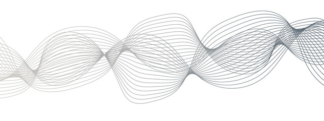 Poster - Abstract vector background with flowing waves. Geometric line panorama vector design. Background pattern seamless luxury black wave. Frequency sound wave lines and twisted curve lines