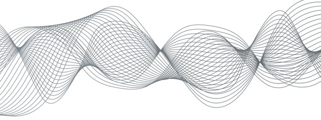 Fototapete - Abstract vector background with flowing waves. Geometric line panorama vector design. Background pattern seamless luxury black wave. Frequency sound wave lines and twisted curve lines