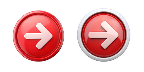 red white left right arrow button isolated on transparent background