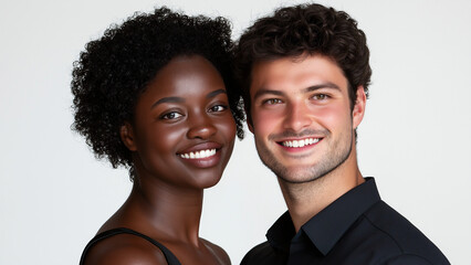 Black and white couple, copy space, single color background