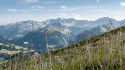 Panoramic view of the Dolomites from the top of a mountain