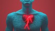 © shallot - health warning symptoms alerts concept. A digital representation of a human figure with a glowing heart, showcasing themes of emotion and vitality against a vibrant red background.