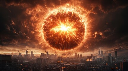 Wall Mural - a large explosion has occurred in a city