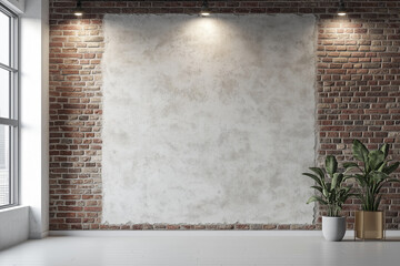 Modern Industrial Room with Brick Wall and Indoor Plants