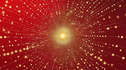 Wall Mural - Dynamic Burst of Golden Rays on a Vibrant Red Background