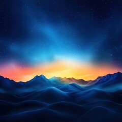 Wall Mural - a beautiful mountain landscape with a blue sky and a sunset