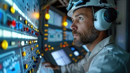Aufkleber - Engineer Operator Using System in control room.
