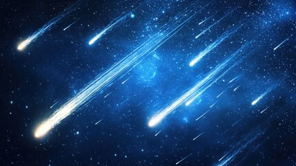 Wall Mural - Cosmic Meteor Shower with Bright Streaks Against Dark Space Background