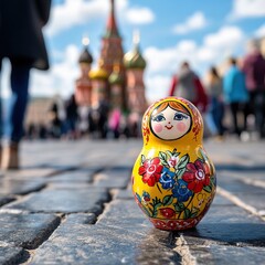 Wall Mural - Matryoshka doll on Red Square, Moscow.