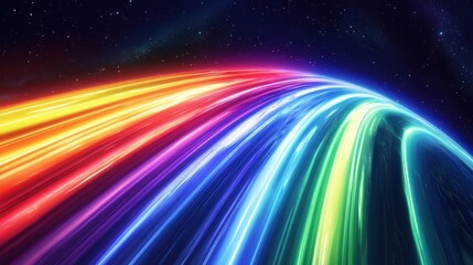Wall Mural - vibrant light trails across a stellar galaxy in abstract design
