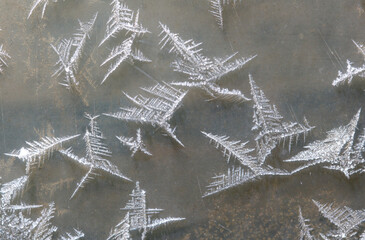 Wall Mural - A beautiful scene of snowflakes on a surface