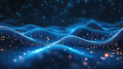 Aufkleber - Tech style, particle effects, futuristic feel, cool tones, technological vibe, particles, blue background.