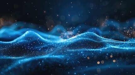 Aufkleber - Tech style, particle effects, futuristic feel, cool tones, technological vibe, particles, blue background.