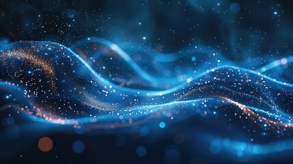 Aufkleber - Tech style, particle effects, futuristic feel, cool tones, technological vibe, particles, blue background.