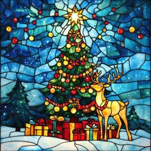 ステンドグラスのクリスマスツリー 無料画像 - Public Domain Pictures