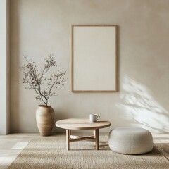 Canvas Print - Cozy modern interior design with natural elements and minimal decor in a tranquil space