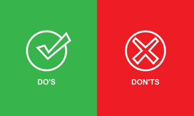 Wall Mural - do's and don'ts icon. to do and not to do symbol for guidelines and rules list.  isolated on white background  design Template, . Vector illustration . EPS 