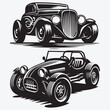 © Babla - Premium Vintage Classic Retro Car Silhouette clipart Vector illustration Isolated on White Background