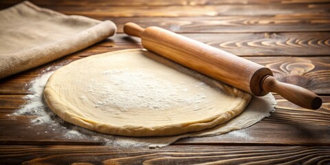 Wall Mural - Rolled out pizza dough on wooden surface , pizza, dough, cooking, food, preparation, ingredients, homemade, kitchen, recipe, chef