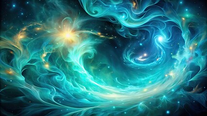 Wall Mural - Abstract image of cosmic dreams with swirling teal flames , cosmic, dreams, teal, fire, abstract, background, space, fantasy