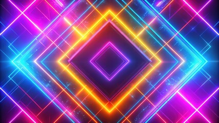 Wall Mural - Neon geometric shapes on a colorful abstract animated background, neon, geometric, abstract, background, animation, shapes