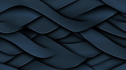 A 3D render of a semigloss wall with polished tiles. The wallpaper design is triangular and includes 3D black blocks.