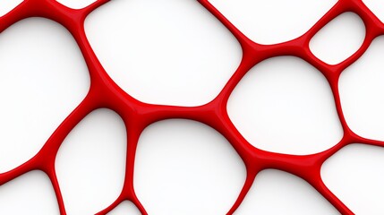 Red and white abstract design with red lines and circles. The red lines and circles are overlapping and creating a sense of movement and energy. The design is bold and eye-catching