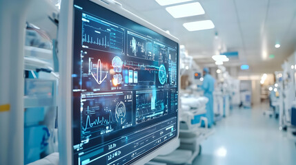 Leinwandbilder - Medical monitor displaying vital signs in a hospital setting.