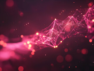 Aufkleber - Abstract visualization of interconnected nodes and lines in a vibrant, glowing setting.