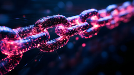 Poster - A glowing chain with sparkling particles, symbolizing connection and technology.