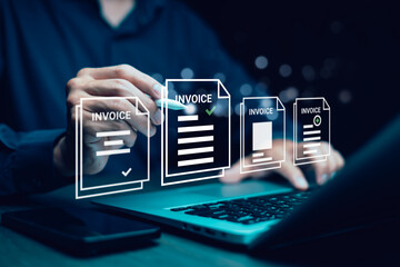 Wall Mural - digital e-invoice and statement software for online transactions.payment and billing invoices busine