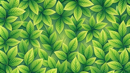 Wall Mural - Abstract green leafy seamless pattern, botanical, foliage, natural, organic, repetitive, vibrant, backdrop, wallpaper, texture